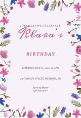 Watercolor Flowers - Birthday Invitation